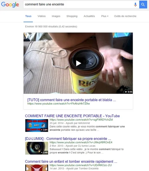 youtube dans serp