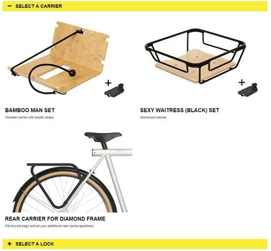 cross-selling catégorisé sur le site vanmoof