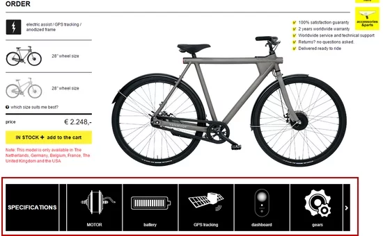 vanmoof specifications produit