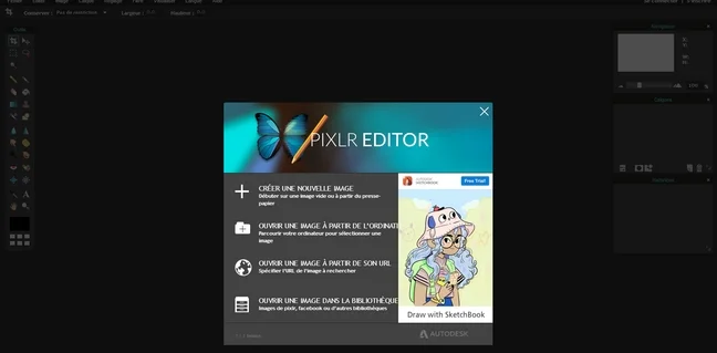 Pixlr : création de visuel et de retouche en ligne pixlr editor outil en ligne de graphisme
