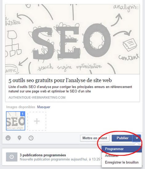 programmer une publication facebook