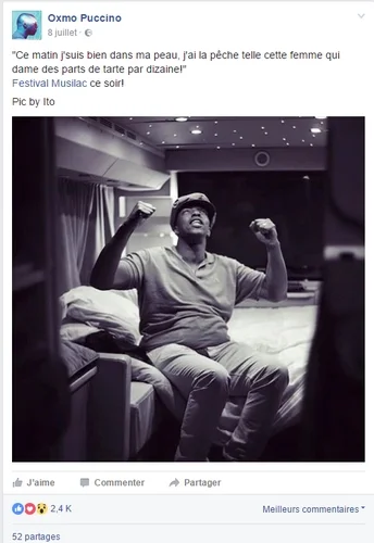 Oxmo puccino communique sur facebook avant ses concerts