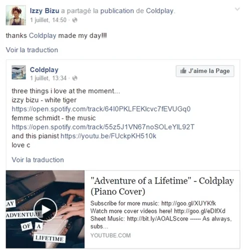 cover coldpaly Izzy Bizu