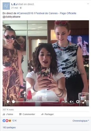 utilisation de Facebook live au festival de Cannes